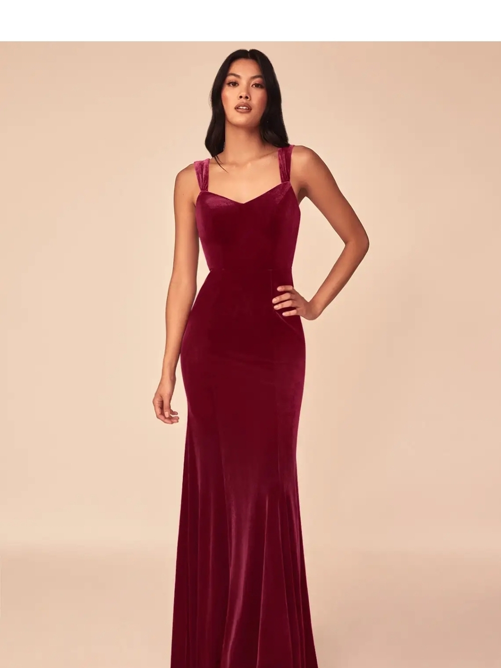 Azazie Lanesss - Velvet Sweetheart Neckline Evening Gown - Burgundy